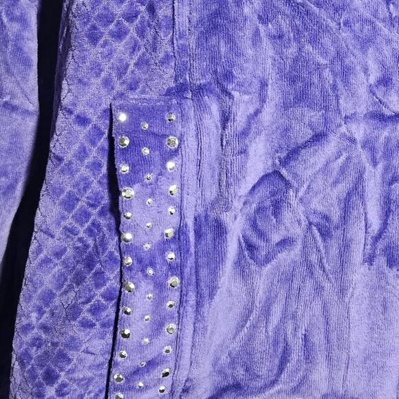 Vintage Purple Velour Studded Jacket Size 14 - Picture 4 of 4